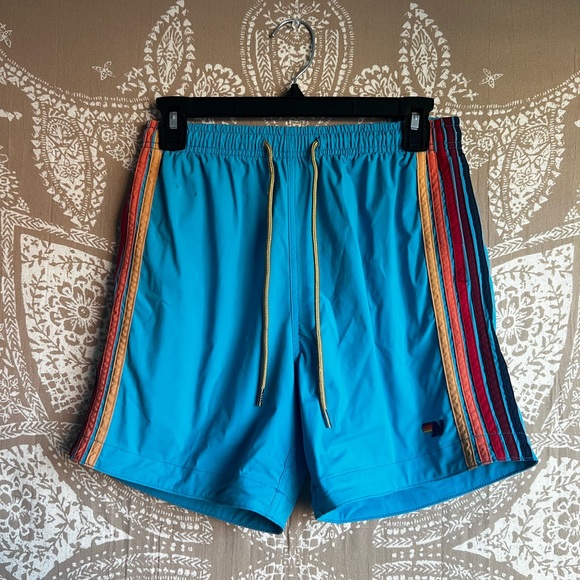 MEN'S 5 STRIPE FLEX SHORTS - NEON BLUE - Picture 5 of 10